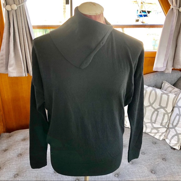 All Saints Black Button Down Turtleneck Sweater M - Picture 4 of 9